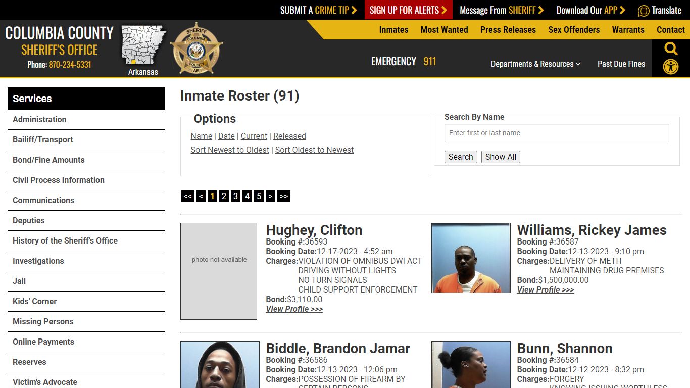 Inmate Roster (92) - Columbia County Sheriff AR